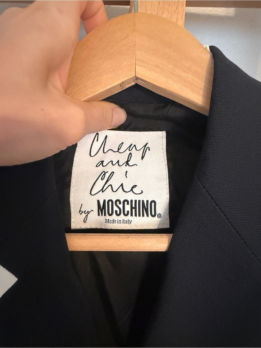 Moschino Black Blazer with White Wavy Trim - Picture 5 of 7